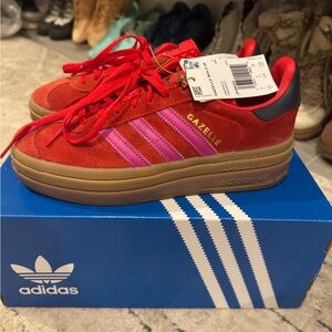 adidas Gazelle platform Red and Pink Athletic Shoes